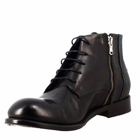 Men's elegant vintage black leather ankle boot