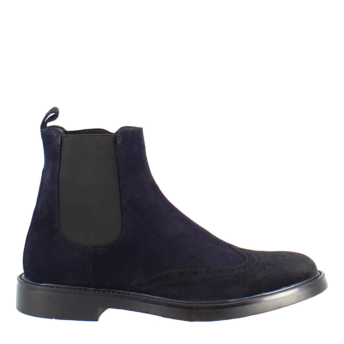 Stivaletto chelsea in pelle scamosciata colore blu con fondo gomma - LeonardoShoes