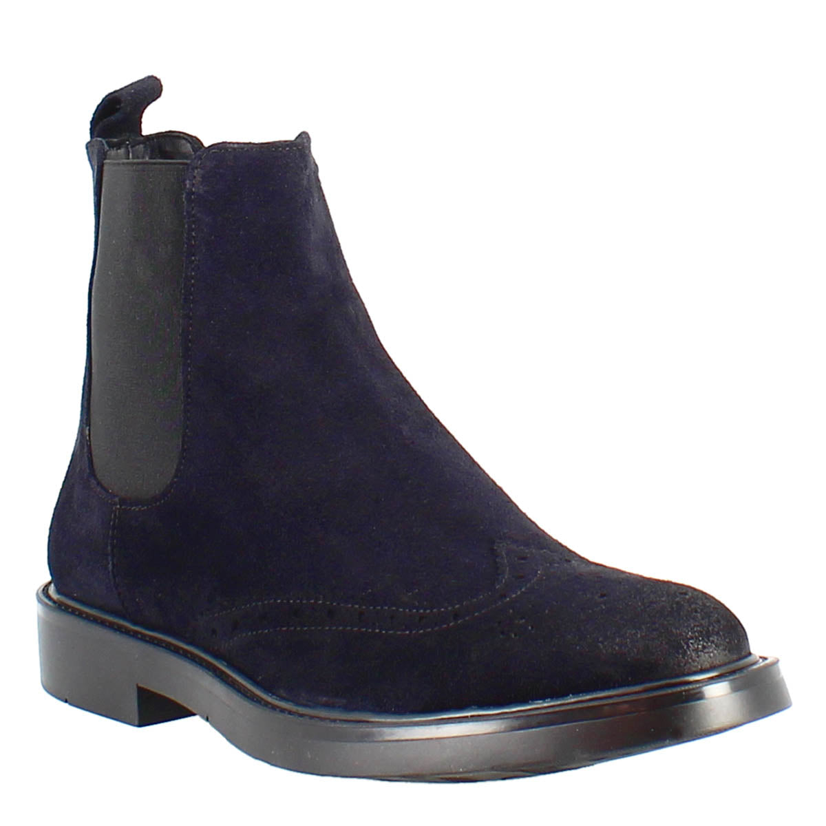 Stivaletto chelsea in pelle scamosciata colore blu con fondo gomma - LeonardoShoes