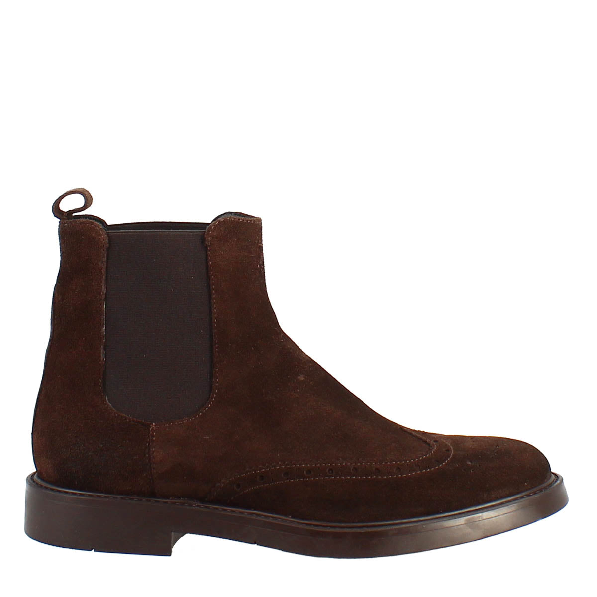 Stivaletto chelsea in pelle scamosciata colore marrone con fondo gomma - LeonardoShoes