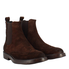 Chelsea boot in brown suede with rubber sole