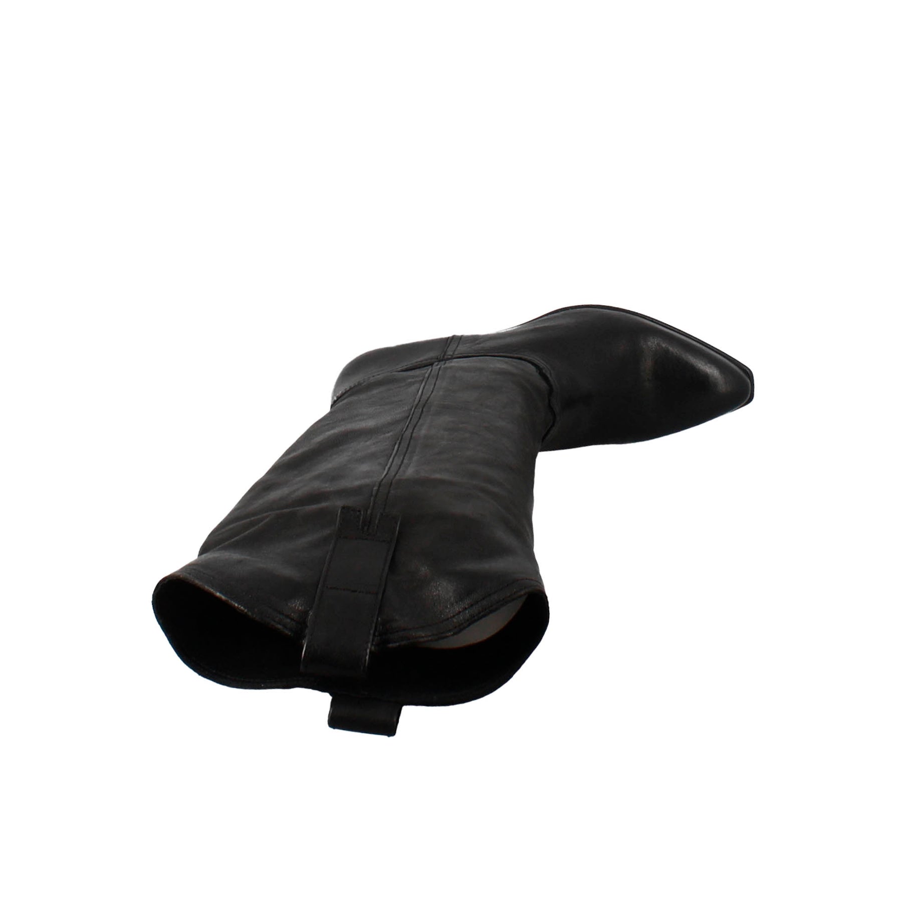 Bottes texanes hautes pour femmes en cuir noir avec fermeture éclair