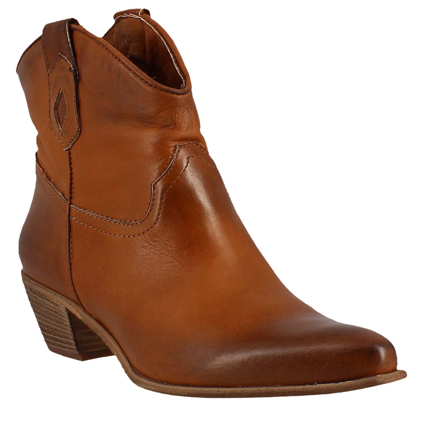 Women s low Texan boots unlined in brown vintage leather