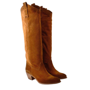 Women's Texan boots unlined in brown suede.