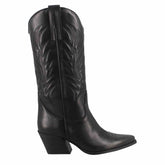 Women's Texan boot in black leather with embroidery