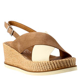 Women's wedge in bio-colored cream and leather
