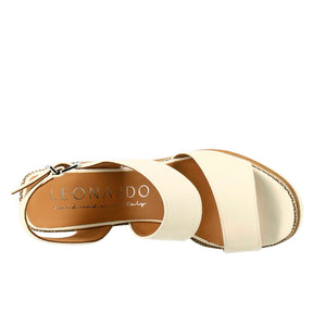 High women's wedge in cream colored leather