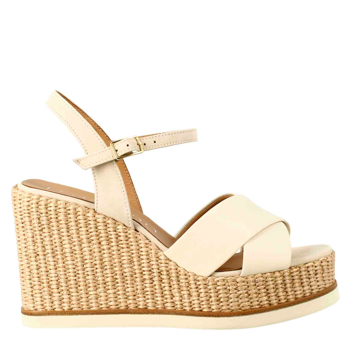 Women's wedge in biocolour cream and nude