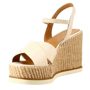 Women's wedge in biocolour cream and nude